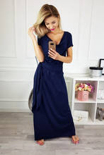 New Spring and Summer Leisure Short Sleeves Off-Shoulder Strap Dress Dark Blue Black  Long Formal Dress 2024 - buy cheap