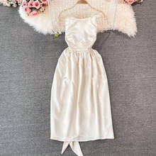 Платье с бантом декоративная подвеска, лето 2021, Новое Стильное платье 2024 - купить недорого