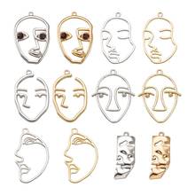 Pingentes rosto abstrato 24 lâminas, formato facial, para brincos diy, pulseira, colar, acessórios de fabricação artesanal 2024 - compre barato