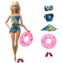 NK 3 Items/Set Doll Swimsuit  Beach Bathing Swimwear + Slippers Shoes + Swimming Ring  Clothes for Barbie Doll Accessories 8X 2024 - buy cheap