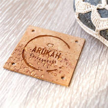 Cork leather labels, custom sew on labels, leather logo label, handmade labels, labels for knitted goods, personalized label 2024 - buy cheap