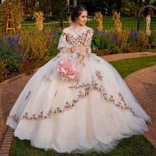 Stunning Embroidery Lace Ball Gown Quinceanera Dress 2021 Off the Shoulder Mexican Sweet 16 Dress Masquerade Prom Party Gowns 2024 - buy cheap