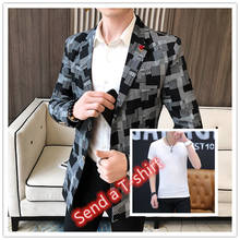M-3XL No ironing 2021 spring and autumn Korean version slim man small suit young host handsome checked suit jacket tide 2024 - buy cheap