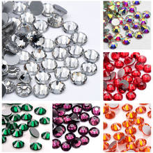 SS3-SS30 de diamantes de imitación brillantes, Cristal AB, fijación en caliente, Parte posterior plana, costura Strass y tela para ropa, piedras de imitación para Nail Art 2024 - compra barato