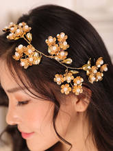 Vintage Gold Silver Flower Wedding hair Jewelry Pearl Romantic Women Accessories Hair for bride Bridal Headband 2024 - buy cheap