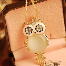 New Fashion Gold Color Snake Chain Crystal Cute Owl Bird Pendant Necklace  for Women Sweater Jewelry Accessories Gift 2024 - buy cheap