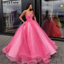 Розовое бальное платье Quinceanera, 2021, бальное платье из тюля с 15 цветами, пышное вечернее платье кораллового цвета 18, синее длинное платье для выпускного вечера 2024 - купить недорого