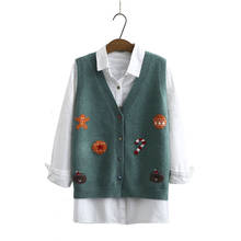 Colete feminino primavera outono de malha, casaco cardigã com decote em v, blusa feminina sem mangas 2024 - compre barato