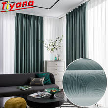 Electric Engraving 3D Flowers Curtains for Living Room Green Blackout Window Drapes for Bedroom Balcony Sun Protection*VT 2024 - buy cheap