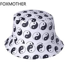 FOXMOTHER New Fashion White Tai Chi Chinese Tai Ji Diagram Bucket Hats Fishing Caps Panama  Women Mens Hip Hop Gorras Casquette 2024 - buy cheap