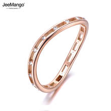 Anillo curvado de acero inoxidable de oro rosa para mujer anillos de aniversario de cristal CZ con ajuste de tensión a la moda JeeMango R19018 2024 - compra barato
