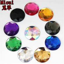 Micui 20pcs 25mm Round Chamfer Crystals Acrylic Rhinestones Flatback Glue On Gems Strass Stone For Clothes Dress Craft MC156 2024 - купить недорого