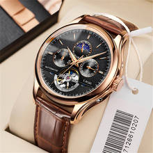 Relogio Masculin LIGE New Mens Watches Top Brand Luxury Automatic Mechanical Watch Men Leather Waterproof Watch Week Clock+Box 2024 - buy cheap