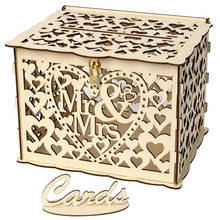 Wedding Card Boxes Wooden Box Wedding Supplies DIY Couple Deer Bird Flower Pattern Grid Business Card Wooden Box 2024 - купить недорого