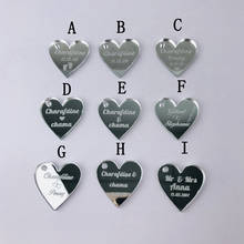 50pcs Custom Mirror silver Heart Label Tag Personalized MR MRS Wedding party souvenirs Table Decoration Centerpieces Favors 2024 - buy cheap