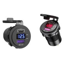 PD Type C 48W Dual USB Car Charger Socket, QC 3.0 Car Fast Charger with Voltmeter and Switch for Boat Truck RV 2024 - buy cheap