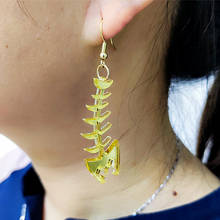 KUGUYS Fish Bone Drop Earrings for Women Mirror Gold Silver Color Dangle Jewellry Acrylic Accessories 2024 - buy cheap
