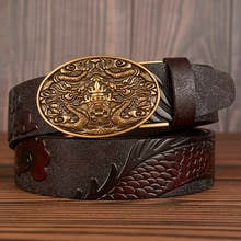 Brand New Dragon Designer Automatic Buckle Men Belt Genuine Leather Man Ratchet Belt Vintage Luxury Real Leather Belts for Men 2024 - buy cheap