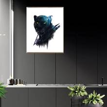 Pintura de parede abstrata preta de leopardo, olhos ferosos, minimalista, moda para decoração de casa, moderna, à prova d'água impressão de tinta, poster de tela 2024 - compre barato