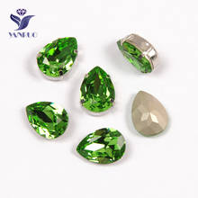 Yanruo 4320 peridot costura em pedras de vidro ponta com garras strass bolsa joias para roupas 2024 - compre barato