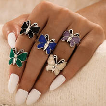 5Pcs/Set New Ins Romantic Butterfly Mood Rings for Women Bohemian Insect Finger Ring Female Wedding Party Jewelry Birthday Gift 2024 - buy cheap