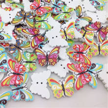 50 pcs  Wood Button Butterfly DIY Craft Scrapbook Sewing Appliques WB21 2024 - buy cheap