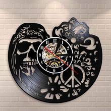 American Hipper Skull With Followers Wall Art Wall Clock Gothic Skull Vinyl Record Wall Clock Halloween Living Room Wall Decor 2024 - buy cheap