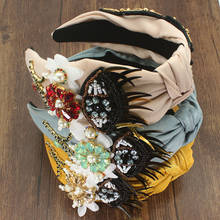 Moda vintage atada tiara headbands flor diamante cristal strass hairband bohemia headwear feminino luxo jóias de cabelo 2024 - compre barato