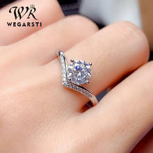 WEGARSTI Dazzling Sparkling Engagement Rings For Women Silver New Jewelry Wedding Statement 2CT Simulated Mosangite Ring 2024 - buy cheap