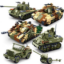 Tanque militar de la Segunda Guerra Mundial, vehículo blindado de asalto, lanzador de cohete, MOC, accesorios, bloques de construcción, juguetes, regalos 2024 - compra barato