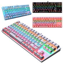 K550 teclado mecânico para jogos, 87 teclas usb com fio rgb retroiluminado azul switch para pubg lol cf cs 2024 - compre barato