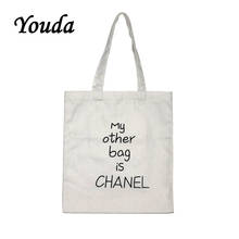 Youda Fresh Ladies Fashion Canvas Bag Spoof Street Style Handbag Simple Casual Shopping Tote Classic Women's Shoulder Bags 2024 - buy cheap