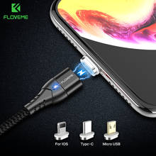 Магнитное зарядное устройство FLOVEME 3A, кабель Micro USB Type-C для iPhone 11 Pro XR Max Samsung IOS, магнитный USB-провод для зарядки, кабель для передачи данных 2024 - купить недорого