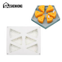 SHENHONG-Molde de silicona con forma de queso para Mousse, herramientas de decoración de pasteles, Muffin, postre, bandeja para hornear, 6 cavidades 2024 - compra barato