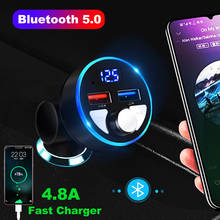 Bluetooth 5.0 Audio MP3 Player Handsfree Car Kit FM Transmitter 4.8A USB Fast Charger Auto Cars USB pendrive music play 2024 - buy cheap