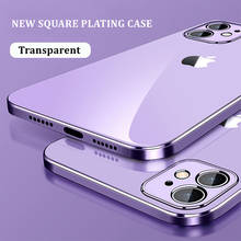 Роскошный прозрачный чехол с квадратной рамкой для телефона iPhone 12 11 Pro Max Mini XR X XS 7 8 Plus SE 2020, мягкий прозрачный чехол из ТПУ 2024 - купить недорого