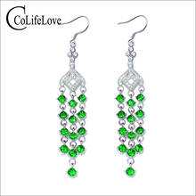 CoLife Jewelry 925 Silver Long Earrings for Wedding 26 Pieces Natural Chrome Diopside Drop Earrings Sterling Silver Eardrop 2024 - buy cheap