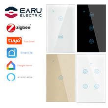 US 1-4 Gang ZigBee Smart Wall Touch Switch Glass Panel Wall Light Switch Remote Control TUYA  APP Smart Life Alexa Google Home 2024 - buy cheap