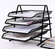 Meshwork file shelf storage tray data book file frame metal iron file tray multi-layer folder office desktop storage rack 2024 - buy cheap