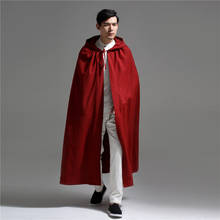 Gabardina larga con capucha de estilo chino para hombre, capa roja de algodón y lino, Ponchos holgados, capa de superhéroe de alta calidad 2024 - compra barato