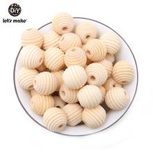 Let's Make Round Beehive Wood Bead 100 Pcs 18mm No Varnish DIY Beads Baby Teether Wooden Teething Beads 2024 - buy cheap