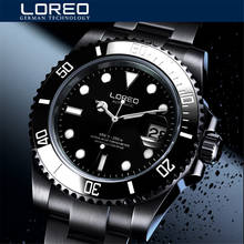 LOREO-Reloj de acero inoxidable para hombre, accesorio masculino de pulsera resistente al agua con mecanismo automático y esfera negra, complemento mecánico de marca de lujo de 200m, 316L 2024 - compra barato