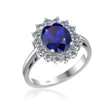 Модное кольцо принцессы Дианы Вильям Кейт Миддлтон 3,3 карат с синим сапфиром для помолвки из стерлингового серебра 925 пробы 2024 - купить недорого