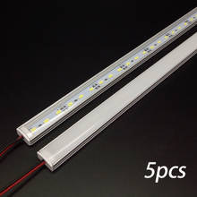 Barra de luz rígida, 5 peças * 50cm dc 12v 24v smd 5730 5630 led rígida barra de luz concha de alumínio cozinha sob o armário azul verde lâmpada sala 2024 - compre barato