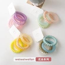 New women 4pcs jelly color telephone ring hair bands girl's rubber band lady's hair tie hair accessories gum 2024 - buy cheap