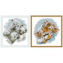 Mother and baby animals counted printed on the canvas 11CT 14CT DIY kit Cross Stitch embroidery needlework Sets home decor 2024 - buy cheap