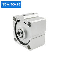 SDA100*25 Free shipping 100mm Bore 25mm Stroke Compact Air Cylinders SDA100X25 Dual Action Air Pneumatic Cylinder 2024 - buy cheap