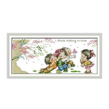 I think falling in love cross stitch kit cartoon 14ct 11ct count print canvas stitching embroidery DIY handmade needlework 2024 - buy cheap