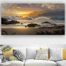 Pintura en lienzo de paisaje Natural moderno, póster de cielo, mar, Amanecer, pintura impresa en pared, imágenes artísticas para sala de estar, decoración del hogar 2024 - compra barato