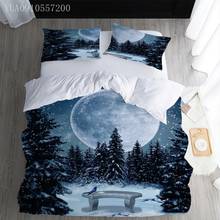 Landscape 3D Bedding Set Snowy Night Woods Moon Printing Duvet Covers Pillowcases Comforter Bedding Set Bedclothes Home Decor 2024 - buy cheap